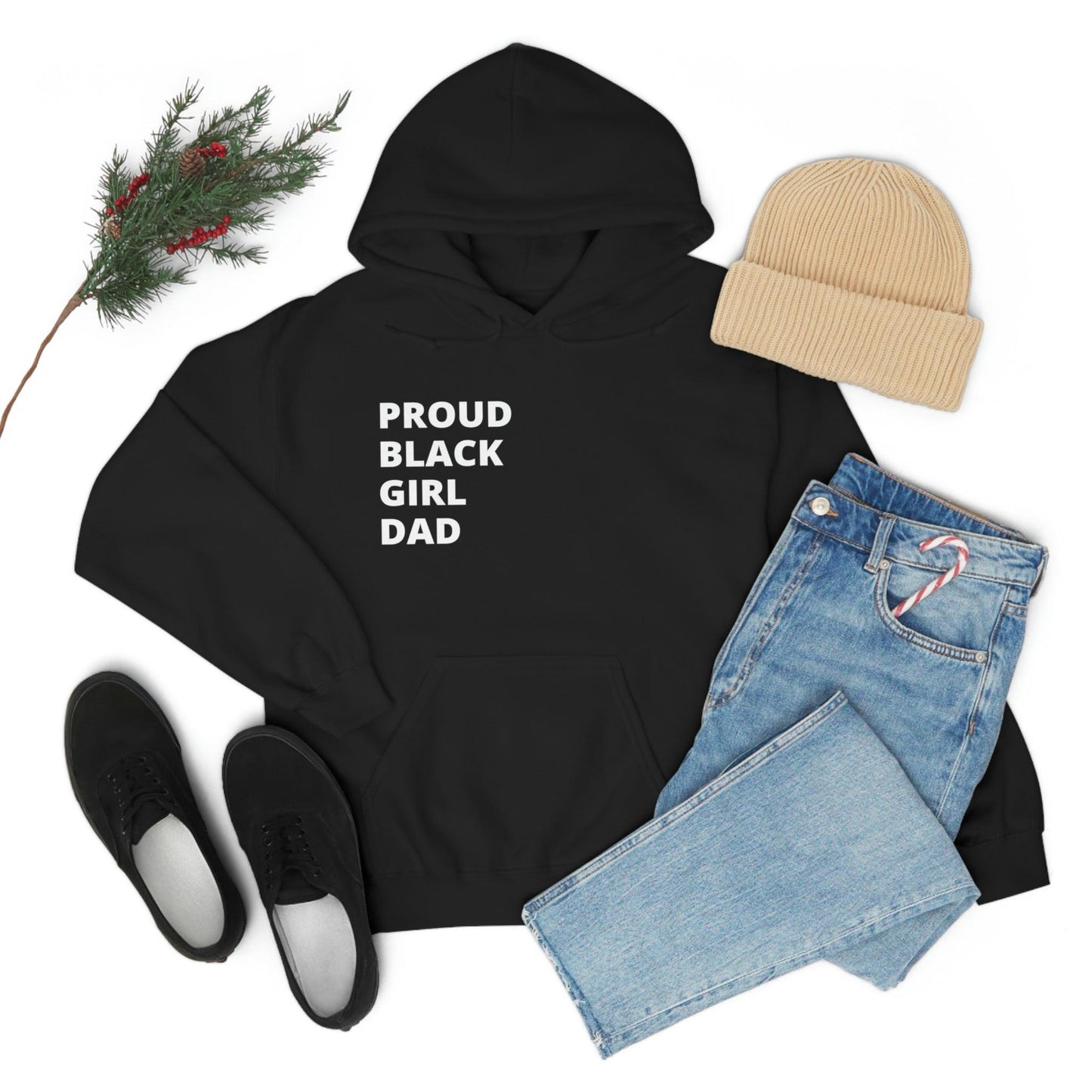 Proud Black Girl Dad™ | Mens Black Hooded Sweatshirt